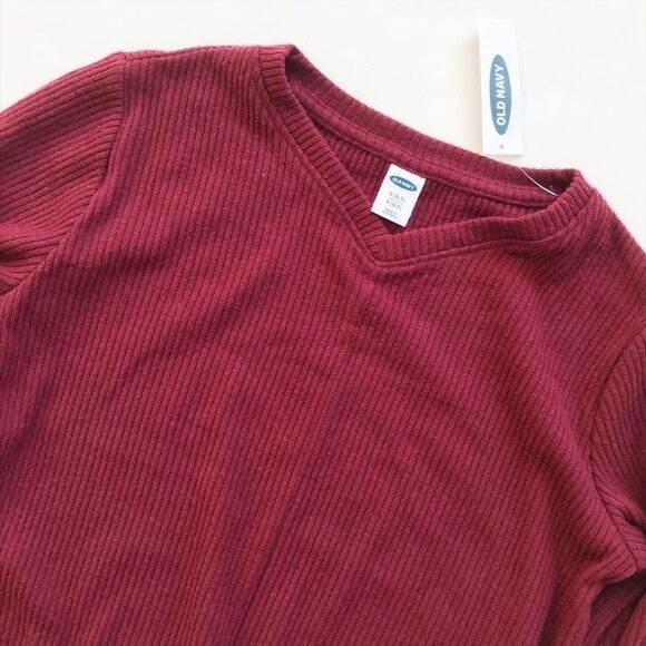 Old Navy NWT wine soft ribbed knot top S(6/7Y) - Picture 2 of 4
